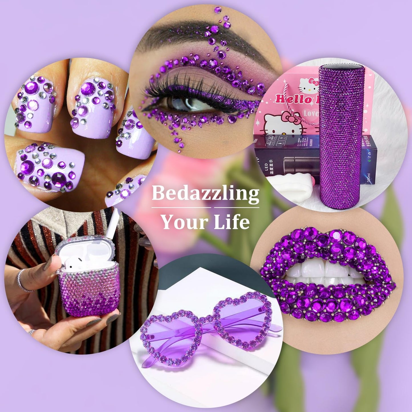 Resin Rhinestones for Crafting, 1 Box Dark Violet Multi Sizes Flatback Bedazzling Crystals for Crafts Nail Art Deco, Non Hotfix Gems Charms for Tumbler Shoes Clothing Fabric Face Makeup