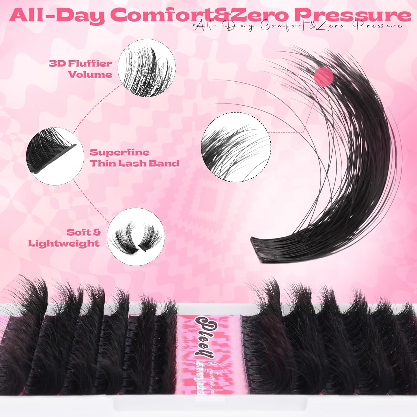 200D+300D Lash Clusters Volume Thick Individual Lashes Fluffy Cluster Eyelash Extensions 10-20MM D Curly Eyelashes Clusters Dramatic Lash Extension Faux Mink Mega Eyelash Clusters by Pleell