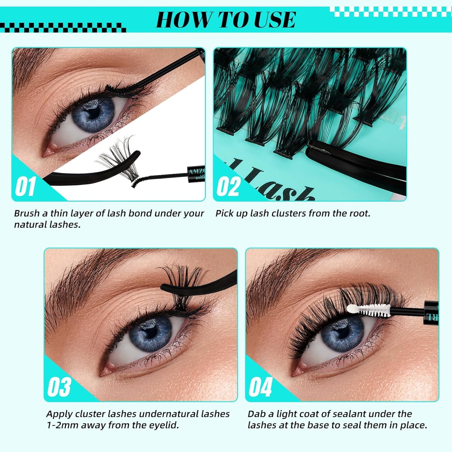 Lash Extension Kit 280Pcs,60D 80D Individual Lashes Clusters Kit,Lash Bond And Seal,Lash Remover For Eyelashes Extensions,Lash Applicator Tool For False Eyelash Cluster Kit At Home(D-Mix8-16mmKit)