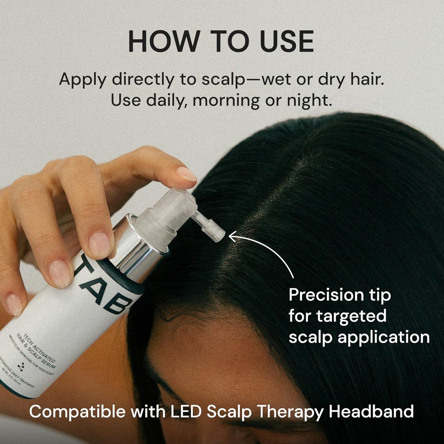 TAB Tech Activated Hair and Scalp Serum, Hair Loss Support Formula without Minoxidil for Men & Women, Oil-Free, Lightweight, Daily Leave-In, Non-Greasy, Fragrance-Free, Fast Absorbing - 2.7 fl oz