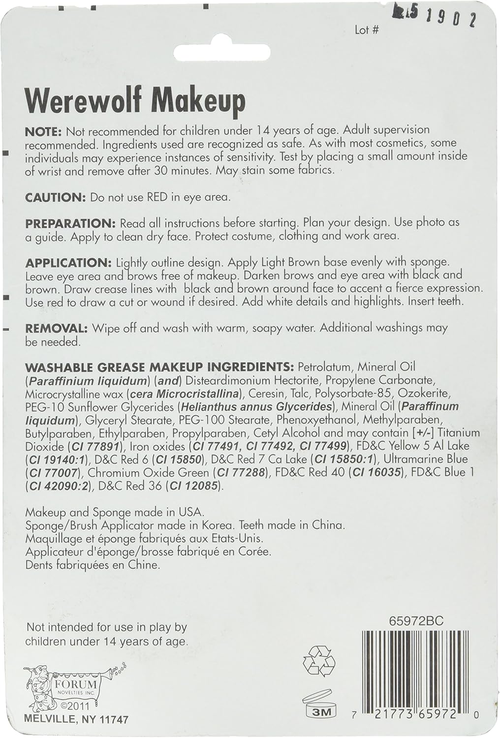 Forum Novelties 199242 Werewolf Makeup Kit