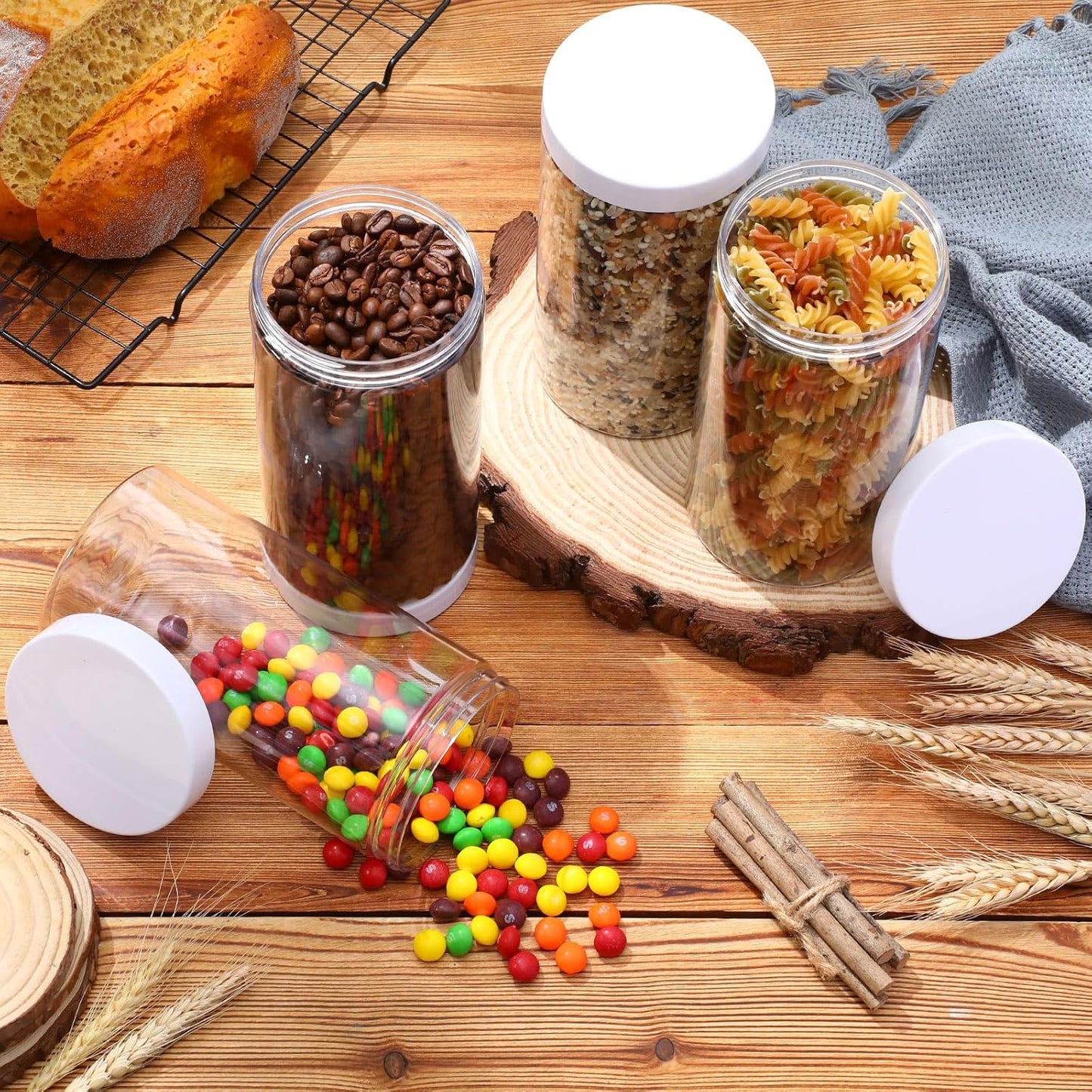 Patelai 4 Pieces Round Wide-mouth Leak Proof Plastic Container Jars with Lids for Travel Storage Makeup Beauty Products Face Creams Oils Salves Ointments DIY Making(32 Ounce,White)