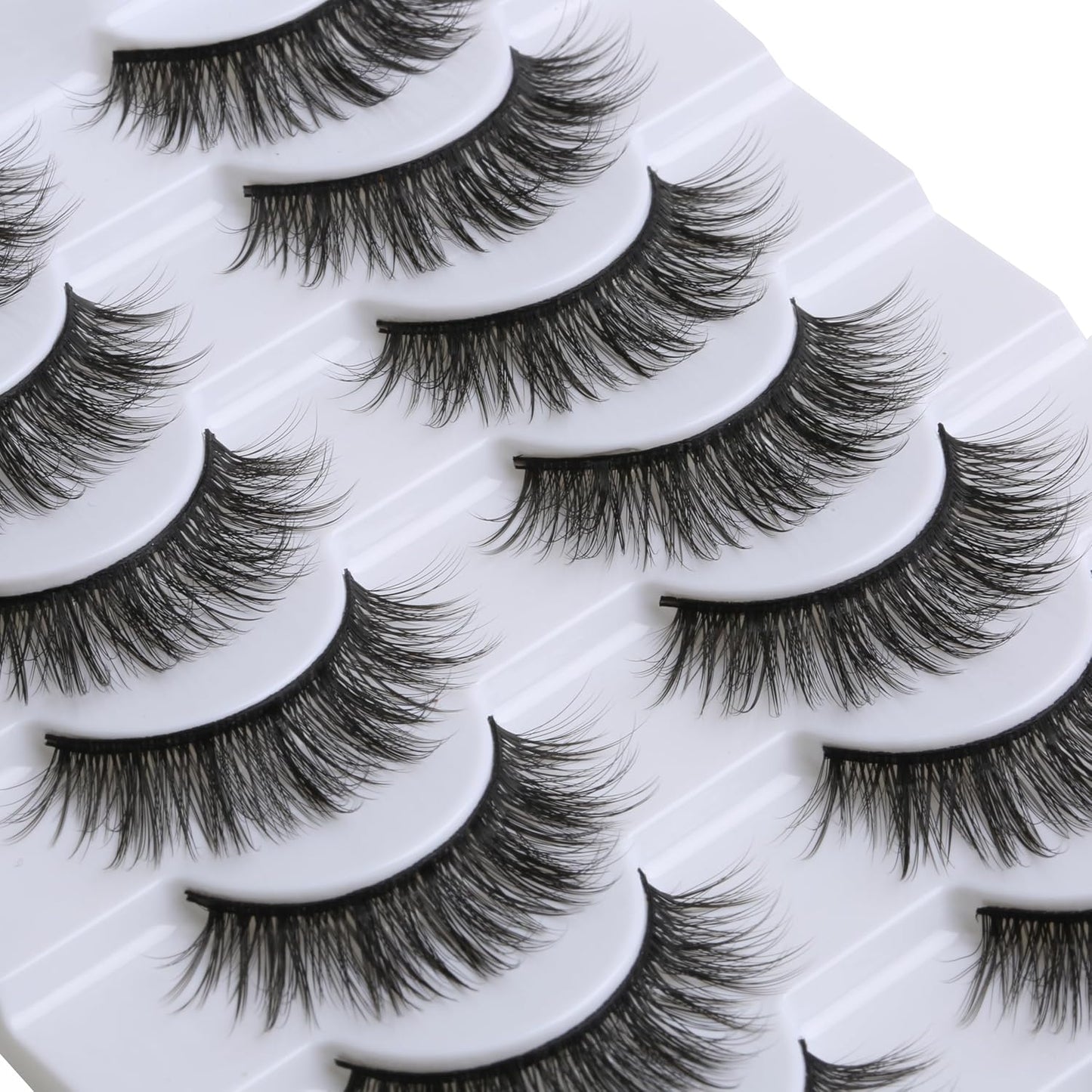 SUNWELL False Eyelashes 14mm Mink Lashes Natural Look 3D Faux Mink Lashes Manga Lashes Strips Soft Wispy Luxury Volume Fake Lashes 10 Pairs Pack