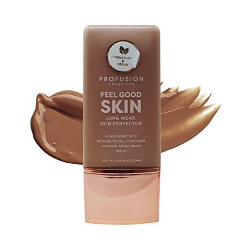 Profusion Cosmetics Lightweight Liquid Foundation for a Flawless and Elegant Radiance, Breathable Makeup for Improves Uneven Skin Tone, Cruelty-Free - Deep 3