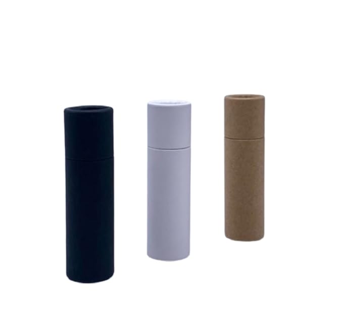 GreenWay 0.3oz / 8.5g Kraft Paperboard Lip Balm Tubes with Lids - 25 Pack Lip Gloss Tubes Refillable DIY Cosmetic Containers - Lip Balm Containers Chapstick Tubes Empty Holder Tubes - Brown