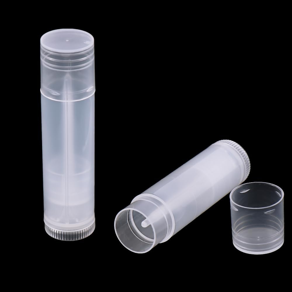 50Pcs 5ml Translucent Lipstick Cosmetic Empty Lip Gloss Lipstick Containers,Cosmetic Containers Sale Lip Balm Tubes Empty Hot Transparent Plastic Refill Lip Balm Tube with Cap