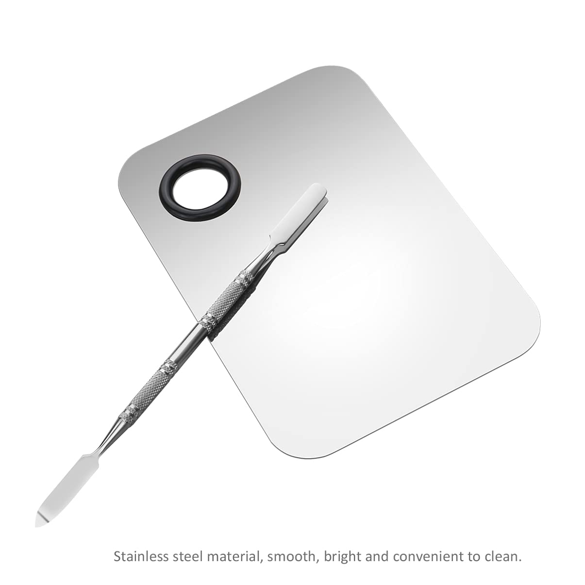 Makeup Palette, Stainless Steel Cosmetic Makeup Palette Professional Cosmetic Mixing Makeup Palette with Spatula Tool 6x4