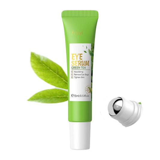 AKARY Green Tea Eye Serum and Under Eye Roller Cream, for Eye Bags Puffiness, Caffeine Eye Cream with 360° Massage Ball Reduce Wrinkles and Fine Lines, Under Eyes, Moisturizing, Hydrating, Firming Eye Skin (Green Tea)