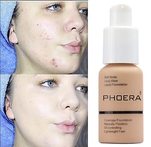 PHOERA Foundation, Flawless Soft Matte Liquid Foundation Makeup for Women.(108# Tan)