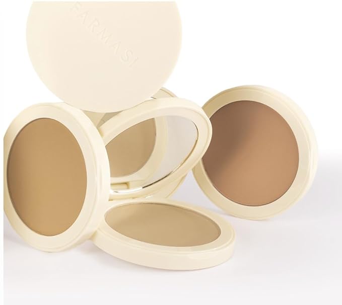 FARMASI Makeup BB All in One Powder, Lightweight, Long-Lasting Medium-Full Coverage with Flawless Finishing, will Look More Natural and Smooth Than Ever, 0.5 oz, Warm Light