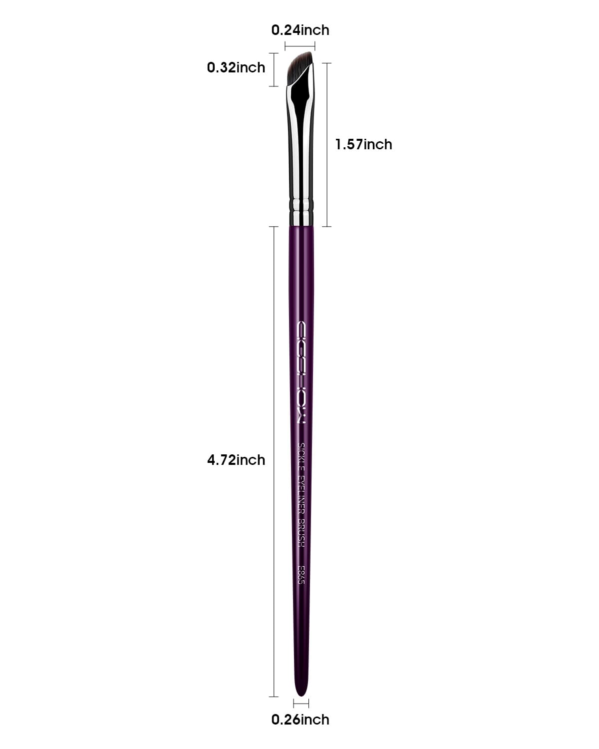 Eyeliner Brush, EIGSHOW Sickle Angled Gel Eyeliner Makeup Brush for Precise Eye Liner, Eyebrow, Eyelid with Ultra Thin Vegan Bristles (E865 Purple)