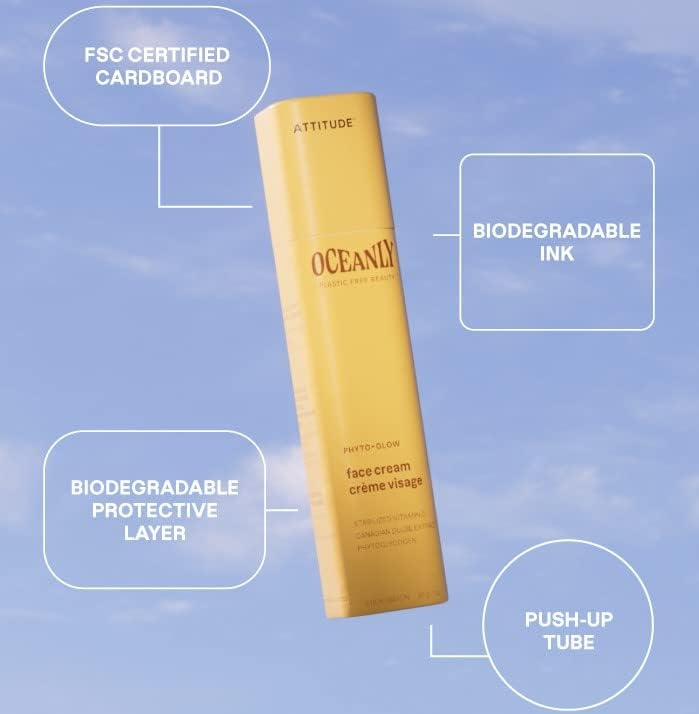 Bundle of ATTITUDE Oceanly Eye Cream Stick, EWG Verified, Plastic-free, Plant and Mineral-Based Ingredients, Vegan, PHYTO GLOW, Unscented, 0.3 Oz + Face Cream Stick, PHYTO GLOW, Unscented, 1 Oz