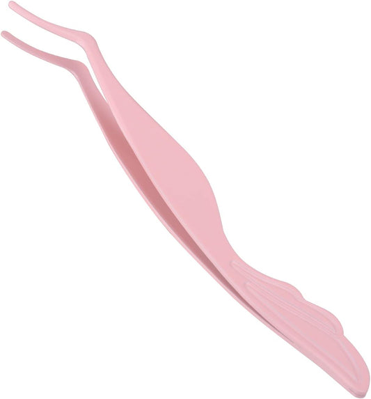 Pretty memory Eyelash Applicator Tool DIY False Curved Eyelash Extension Tweezer for Volume Lashes Application and Removal, Pink
