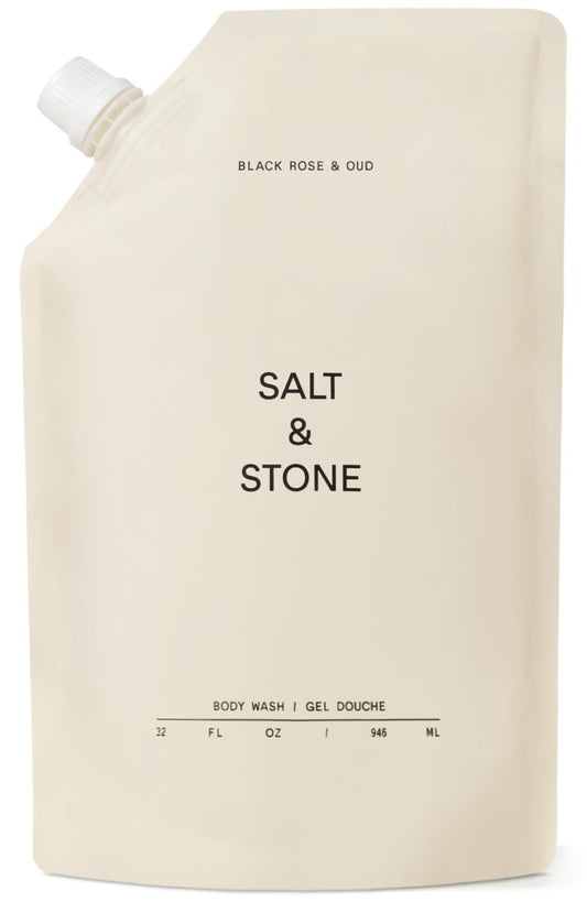 Salt & Stone Body Wash with Antioxidants for Deep Moisture | For Women & Men, Sulfate, Paraben, & Dye Free, Leaving Skin Soft and Hydrated | Black Rose & Oud 32 fl oz