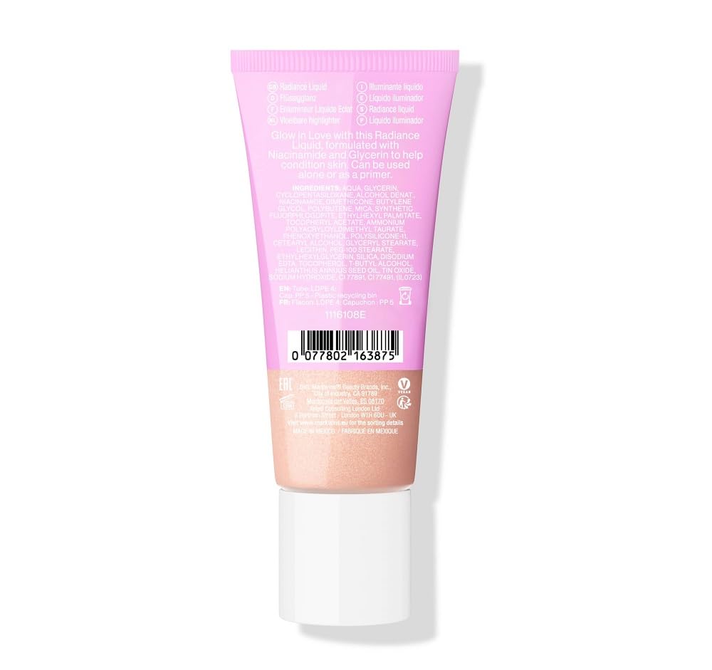 wet n wild Mega Glo Liquid Highlighter, Sheer & Buildable 4% Niacinamide-Enriched Lightweight Radiance with 8% Glycerin, Vegan & Cruelty-Free - Glow In Love