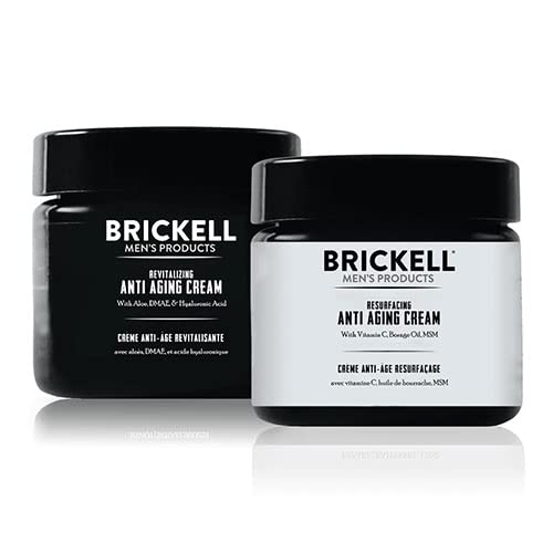 Brickell Men's Day and Night Anti Aging Cream Routine, Natural and Organic, Scented, Skincare Gift Set