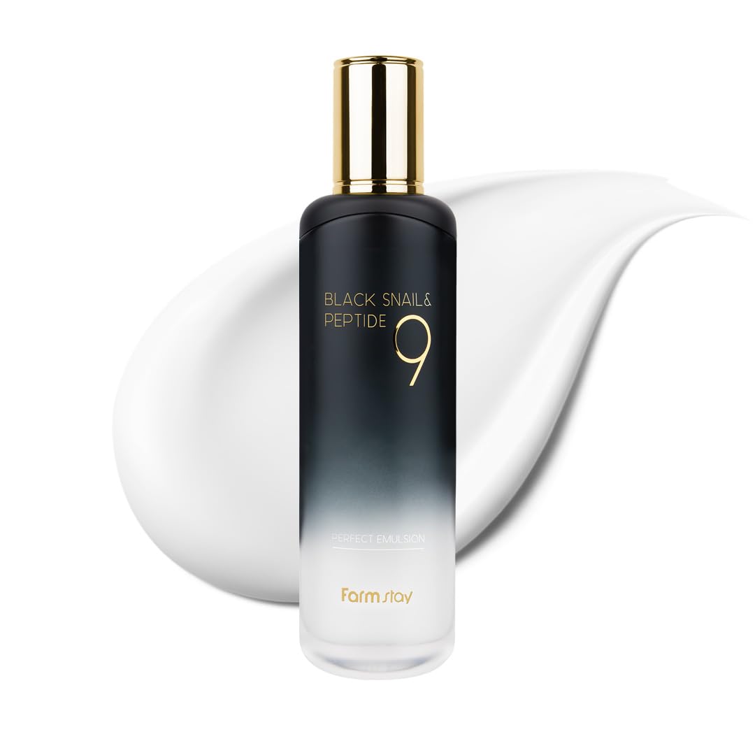 FARMSTAY Black Snail & Peptide 9 Perfect Emulsion, Snail Mucin Moisturizer for Elastic & Glow, Hydrating & Soften, Anti-aging, Barrier Repair, for Women & Men, Korean Skin Care, 4.05 fl.oz