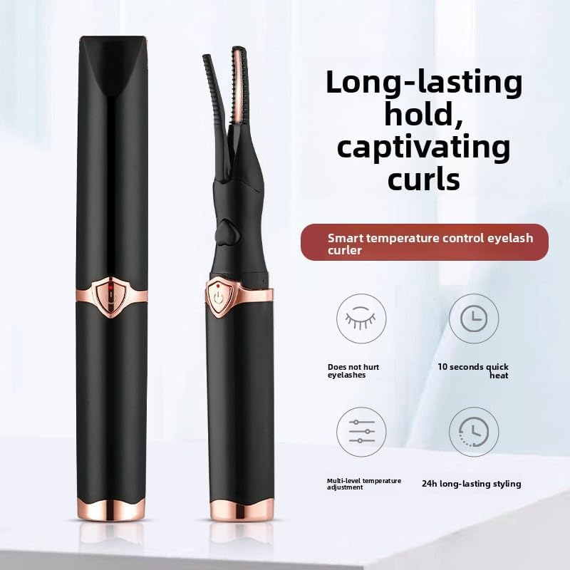 Peshoriadm Eyelash Curler, 2-in-1 Electric Heated Eyelash Curler, 3 Temperature Modes, USB Rechargeable Eyelash Styling Tool,Natural Curling for Women Makeup Tools (Black)