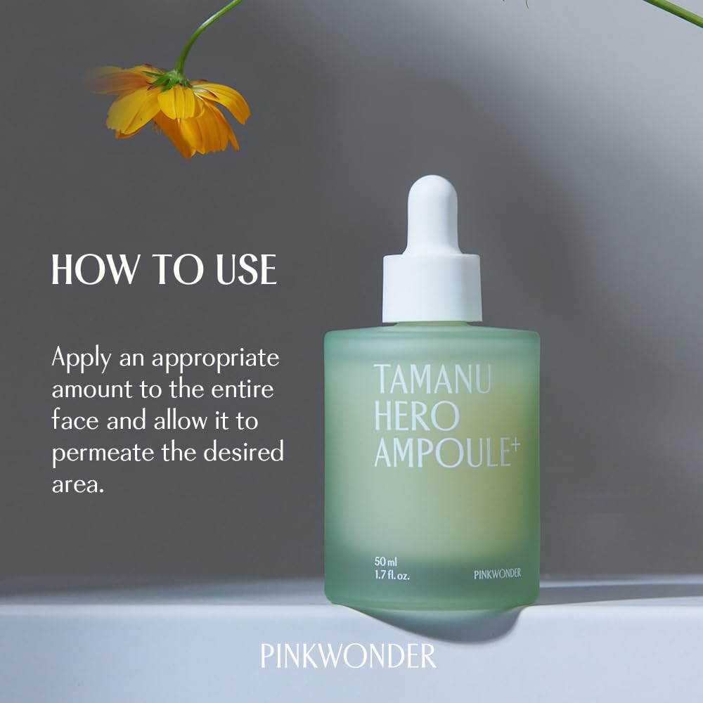 PINKWONDER Tamanu Hero Ampoule⁺ 1.69oz (50ml), 50,000ppm Tamanu Oil for Soothing