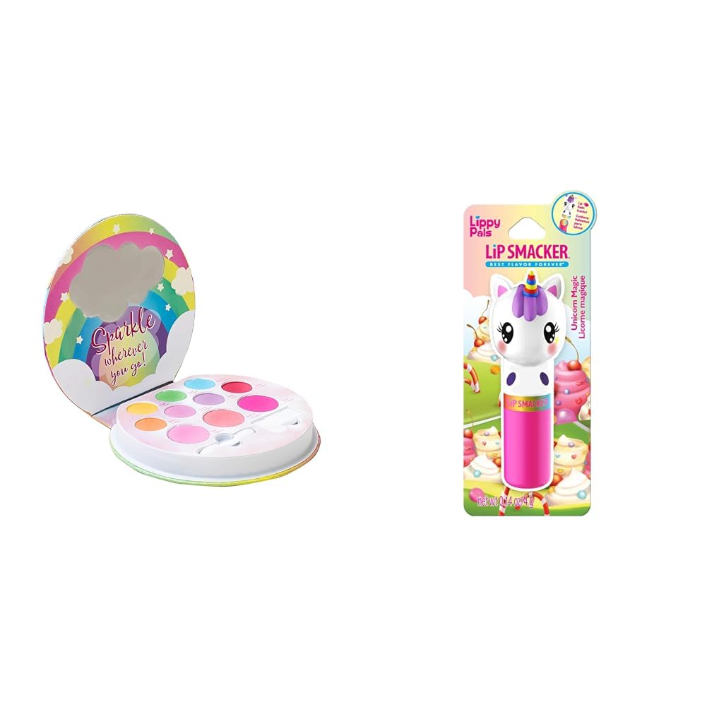 Lip Smacker Unicorn Palette Sparkle & Shine Eyeshadow Makeup Gift Set for Girls Including Lippy Pals Lip Balm