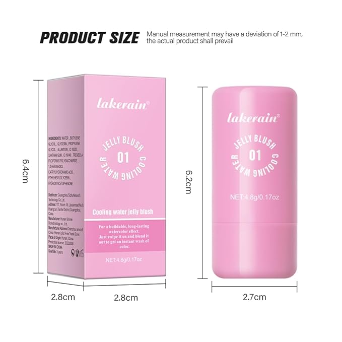 Jelly Cooling Blush Stick, Milk Water Tint, Clear Glossy Long Lasting Sheer Lip & Cheek Stain, Waterproof Light Non-Sticky Buildable Watercolor Finish-Vegan, Cruelty Free (#4 berry, 0.17oz)