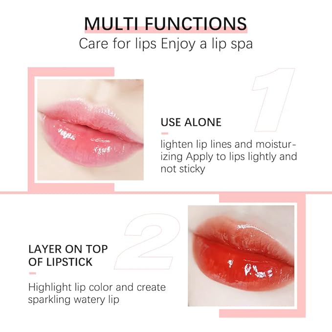 Moisturizing Lip Oil,No-Sticky Lip Gloss Lip Balm Lip Care,Fruit Flavoured Lip Oil For Dry Lip's Moisturizing Hydrating And Nourishing (017#ALOE) 0.2 OZ