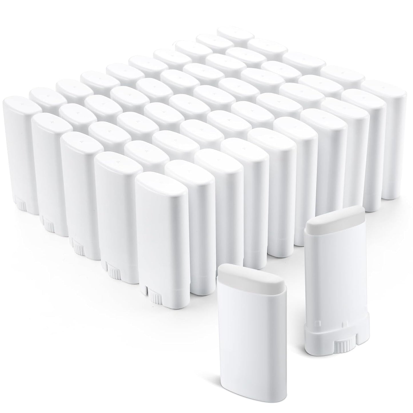 Wesiti 50 Pcs Plastic Empty Deodorant Containers 1/2 oz Travel Deodorant 15ml Refillable Containers Tubes Oval Lip Balm Tubes for Lip Balm DIY, White