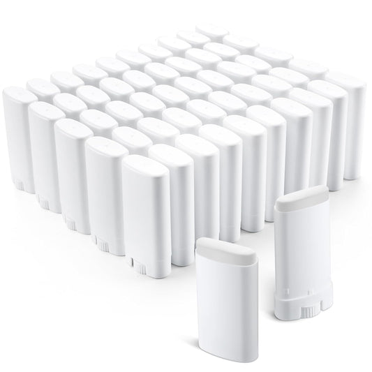 Wesiti 50 Pcs Plastic Empty Deodorant Containers 1/2 oz Travel Deodorant 15ml Refillable Containers Tubes Oval Lip Balm Tubes for Lip Balm DIY, White