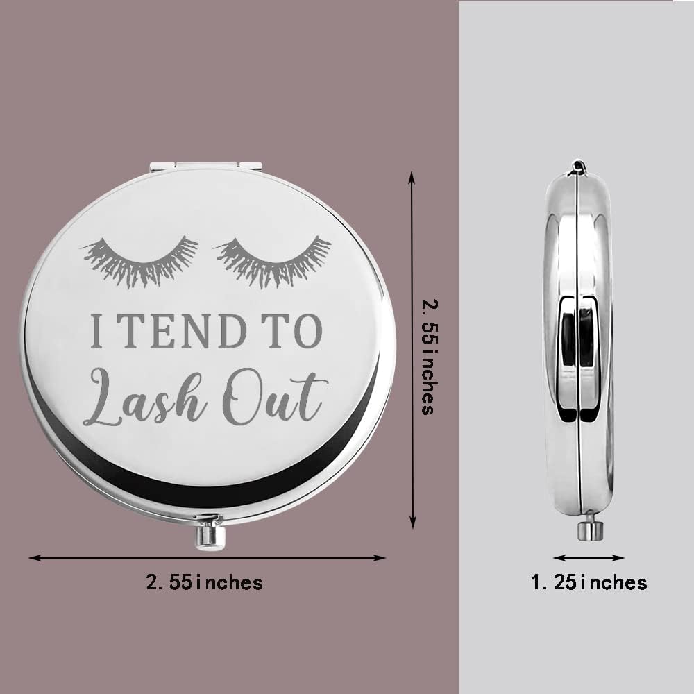 TGBJE Eye Lash Pocket Mirror Lashes Girl Gift I TEND to Lash Out Compact Mirror for Women Girls Beautician Gift (lash out mirror)
