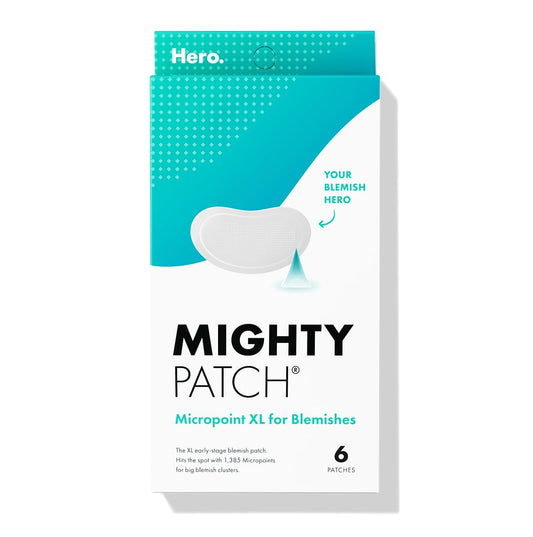Mighty Patch Micropoint Large Hydrocolloid Pimple Patches for Face Blemishes from Hero Cosmetics, Acne Stickers for Early Stage Zits & Hidden Pimples, 1,385 Proprietary Micropoints, 6 Count