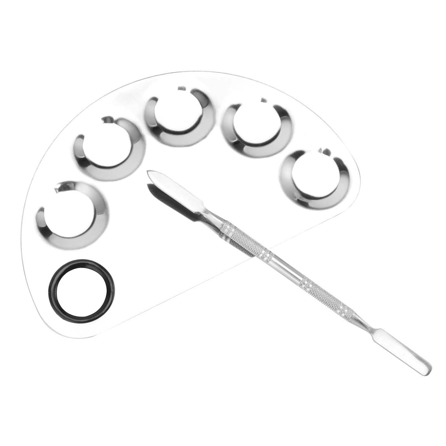 4 Pack Metal Makeup Palette, Makeup Mixing Palette with Spatula Makeup Palette Mixer Tray for Color Mixing and Makeup, Silver（2 Sizes）