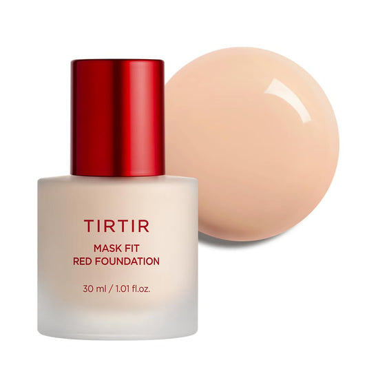 TIRTIR Mask Fit Red FoundationㅣLong Lasting Flawless Coverage, Energy Essence, Lightweight, Hydrating, Pore-Blurring, Breathable Satin Finish, Makeup, Radiant Skin, #21C Cool Ivory, 1.01 Fl Oz