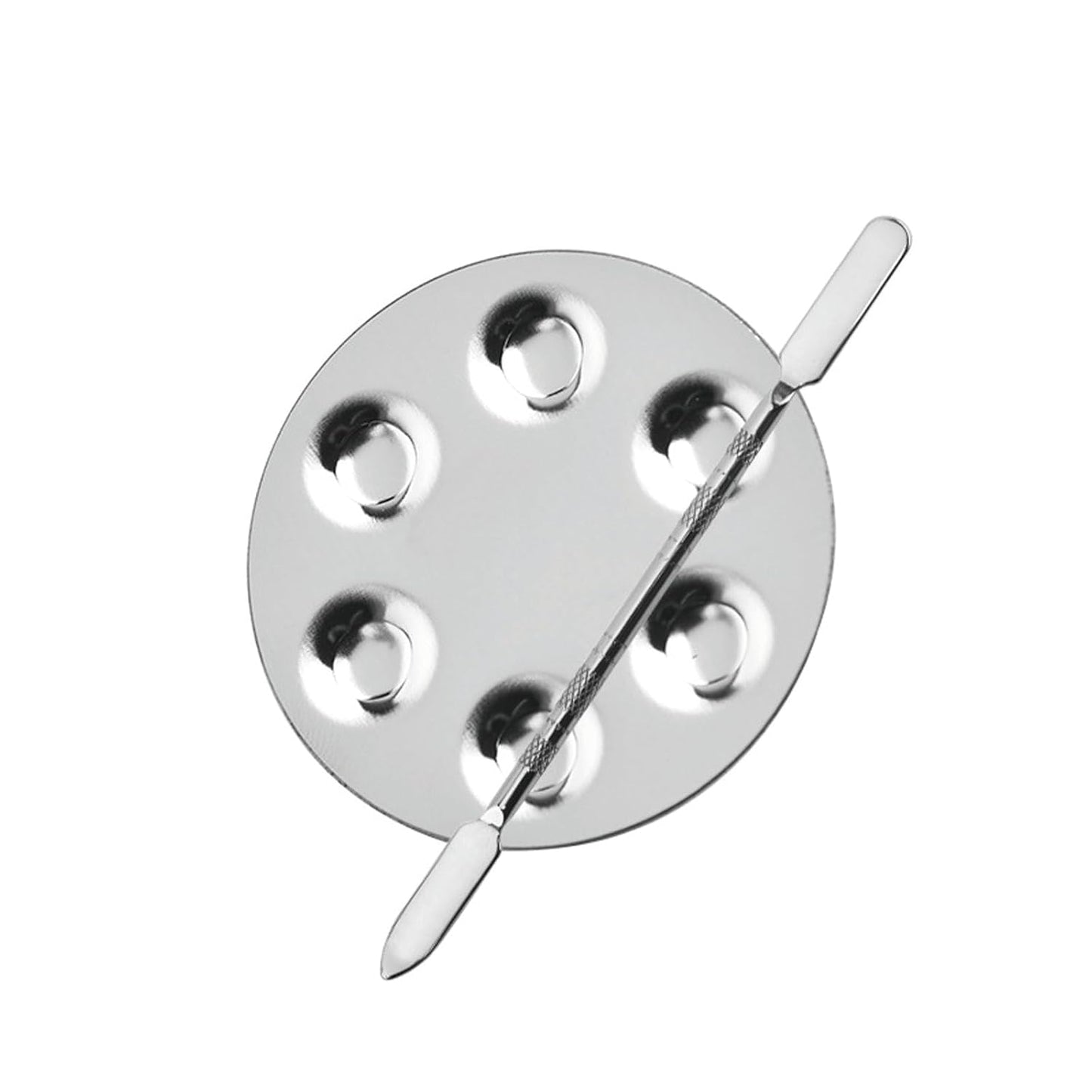 Metal Mixing Palette Makeup Spatula, Foundation Mixing Palette Hand, Make Up Tools Mini Mixing Tray with Finger Ring, Small Makeup Mixing Palette, Pack of 2