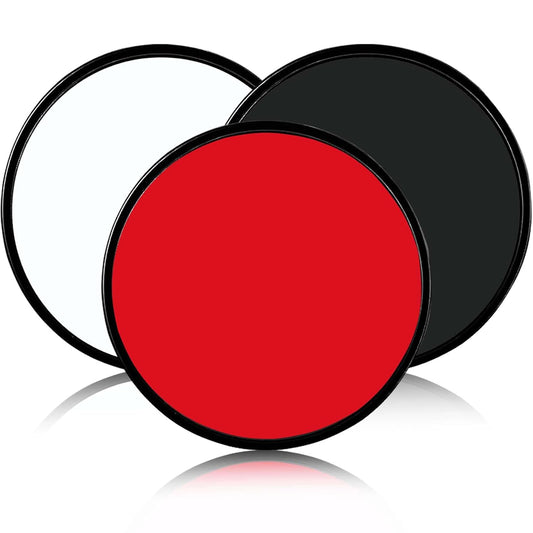 3 Pcs Halloween Face Paint Special Effects Makeup Kit,Water-based Black White Red Face Body Paint,Clown Cosplay SFX Joker Zombie White Makeup Professional Face Painting Kit for Adult