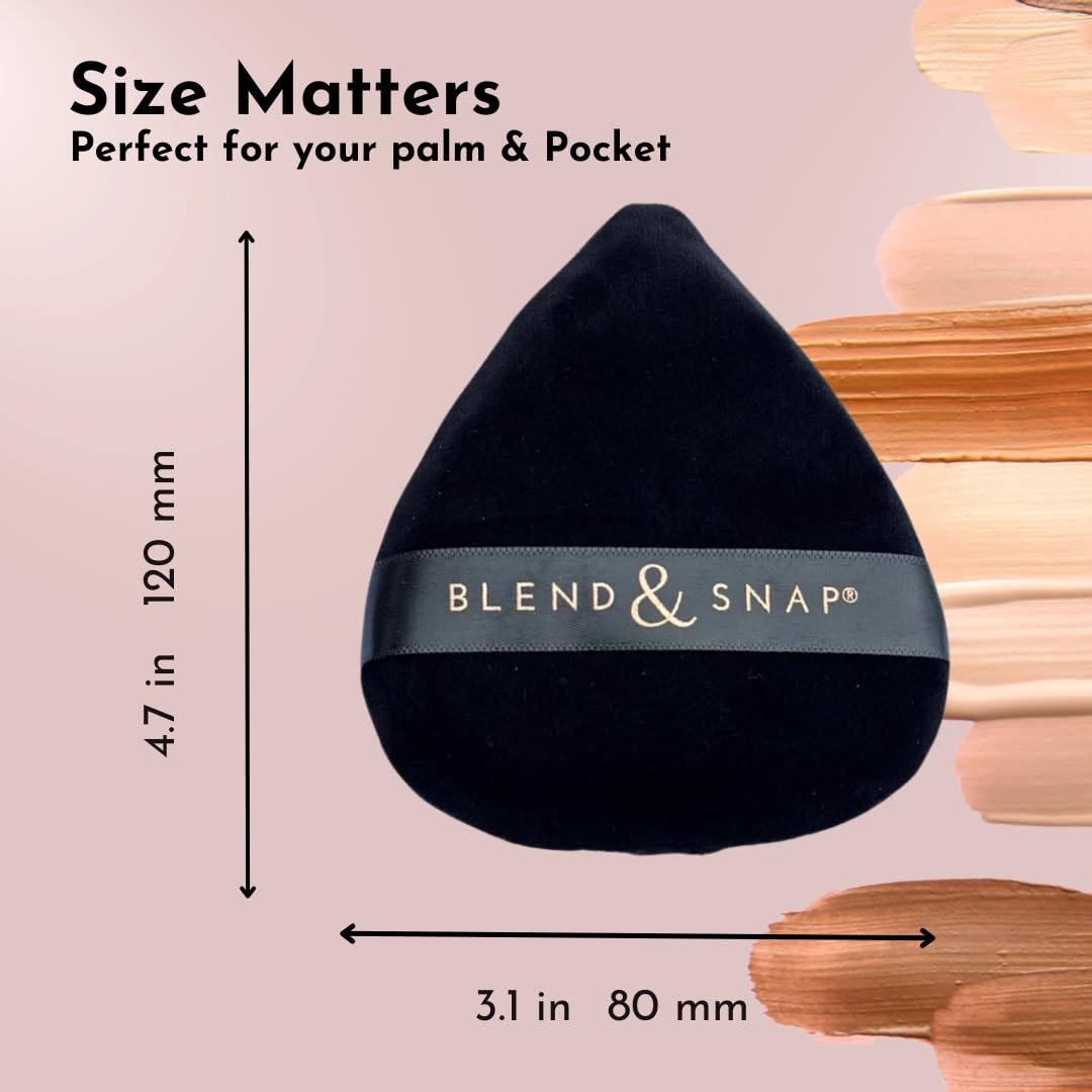 BLEND & SNAP Large Velour Triangle Makeup Puff for Smooth & Flawless Coverage – Blotting Sponge for Foundation & Concealer / Powder Press Pad – Precision Tip for Easy Application – Makeup Artist