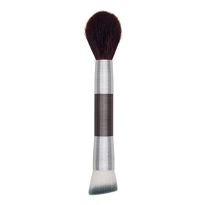 Mirabella Perfecting & Sculpting Duo Foundation Brush, Professional Makeup Brush Collection, Cruelty-Free Synthetic Bristle Brush, Hand-Sculpted Brushed Aluminum Handle Blending Brush for Makeup