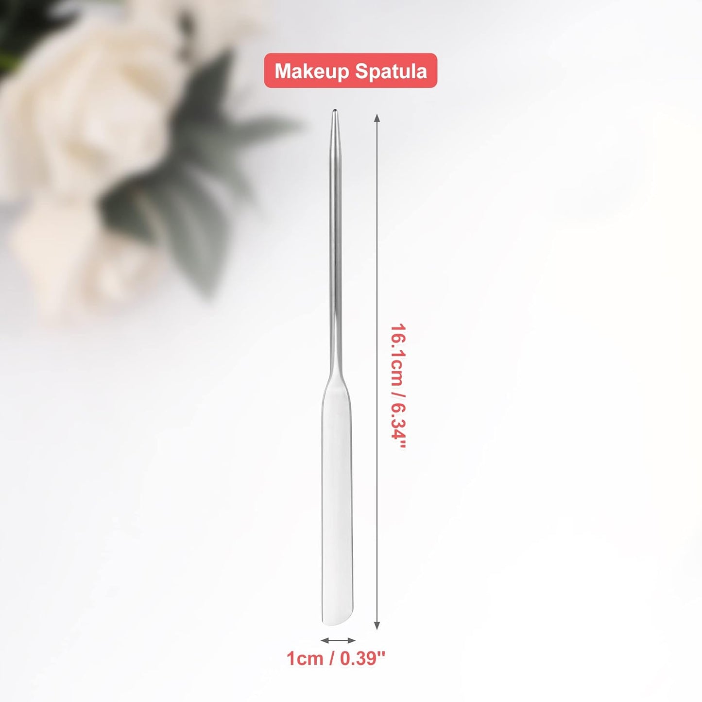 VOCOSTE 1 Set Stainless Steel Makeup Spatula, Liquid Foundation Spatula Tool with Faux Leather Case, Lipstick Nail Polish Mixing Palette Spatula, Beige