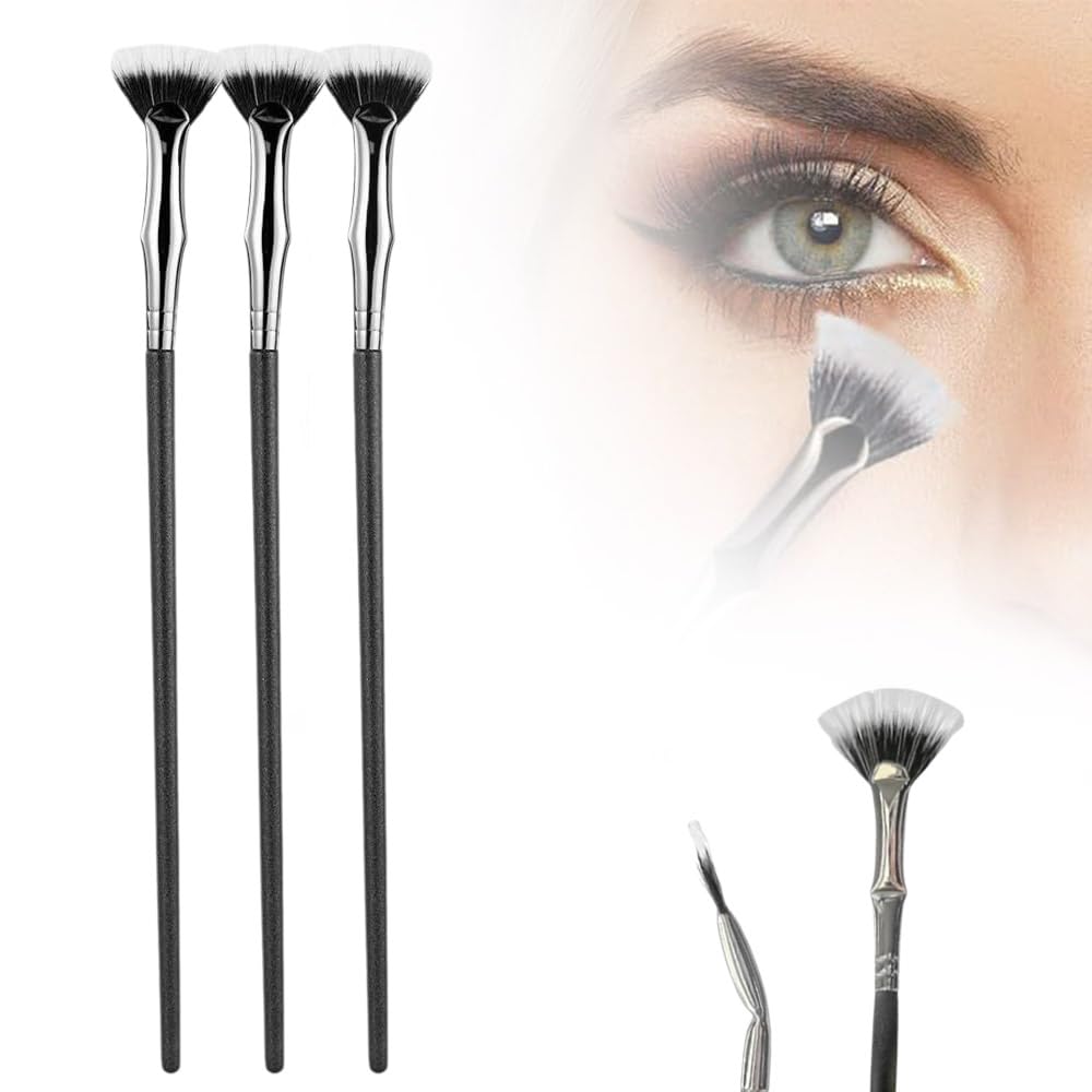 Folding Angle Scalloped Lash Brush, 2024 New Mascara Fan brushes for Lashes, Angled Eyelash Makeup Comb, Cosmetic Brushes Eyelash Separator Bent Applicators for Eye Lash Makeup (3 PCS)
