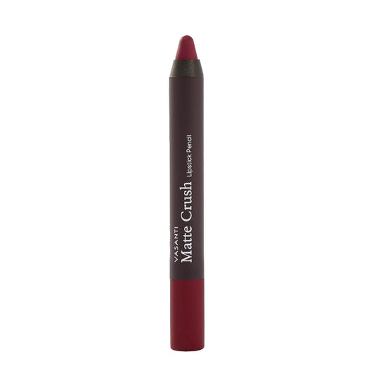 VASANTI Matte Crush Lipstick Pencil – Red Over Heels – Soft, Velvety Matte Finish, Waterproof, Smooth Application – Natural, Vegan, Paraben-Free Lip Color