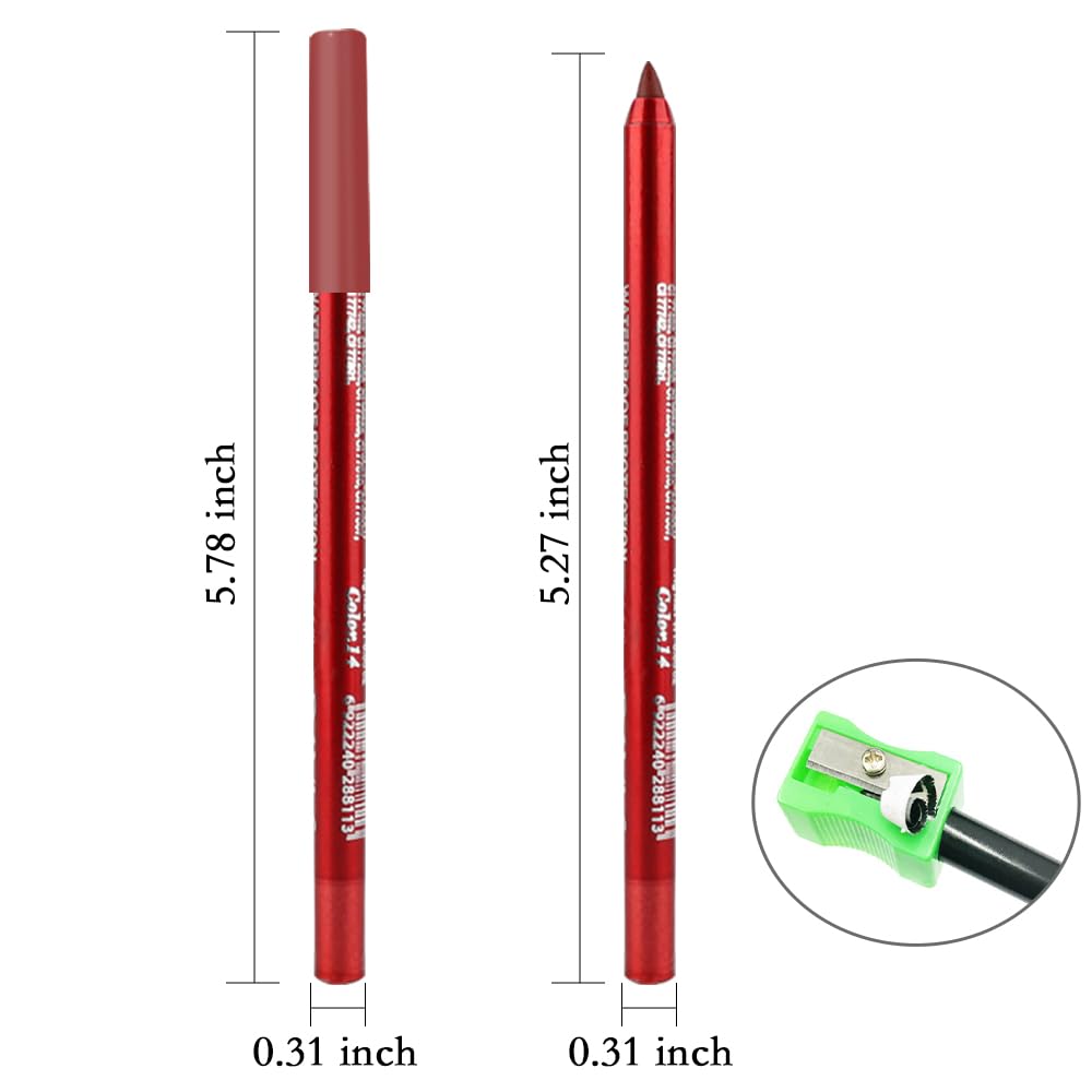 evpct Brick Red Eyeliner Pencils for Eyes, Brick Red Colored Eye Liner Pencil Makeup Waterproof Smudge Proof, Colored Gel Waterline Eyeliner Liquid, Face Eye Paint Stick Halloween Makeup 14