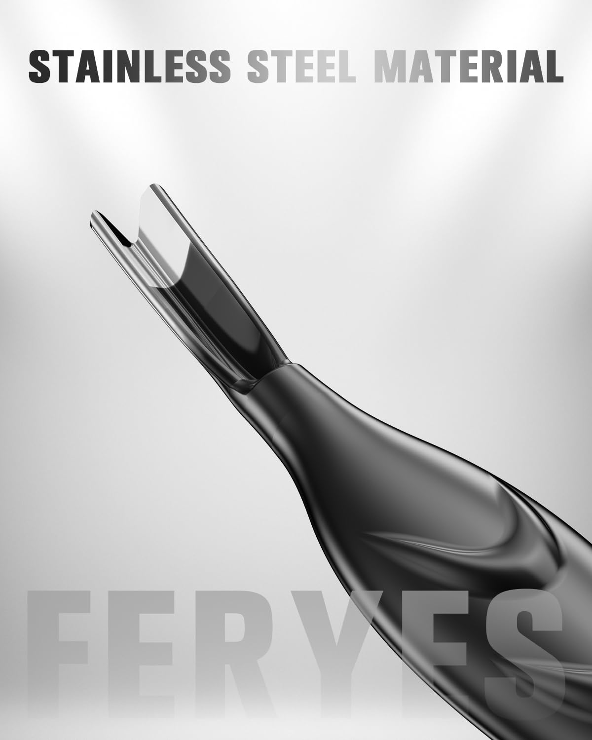 FERYES Cuticle Pusher with Fork, 2-in-1 Cuticle Trimmer Nail Care Tool, Stainless Steel Cuticle Remover Tool for Manicures and Pedicures -Black