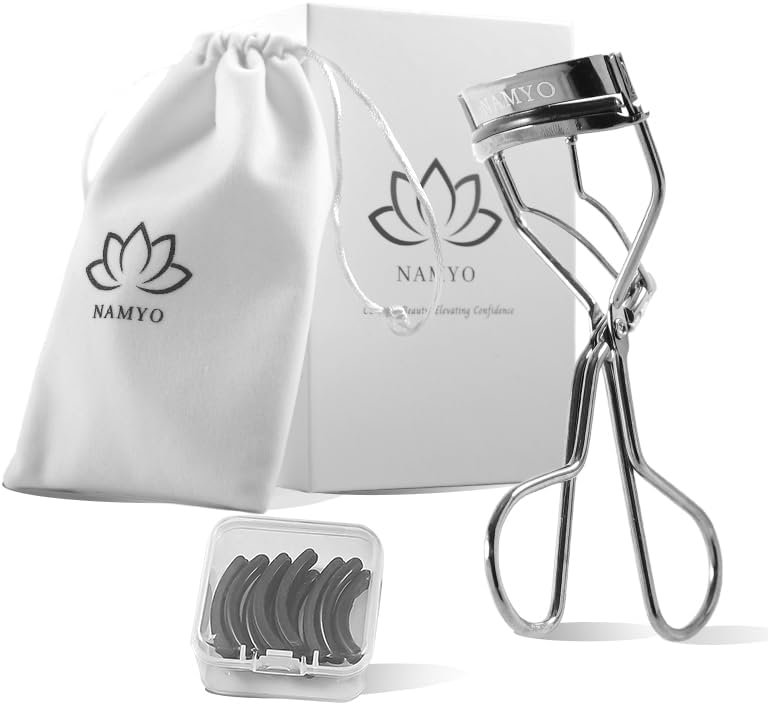 Eyelash Curler – Premium Salon-Grade Luxe Obsidian Grey Lash Tool with 10 Silicone Refill Pads, Satin Travel Pouch, No-Pinch, Natural Curl for All Eye Shapes