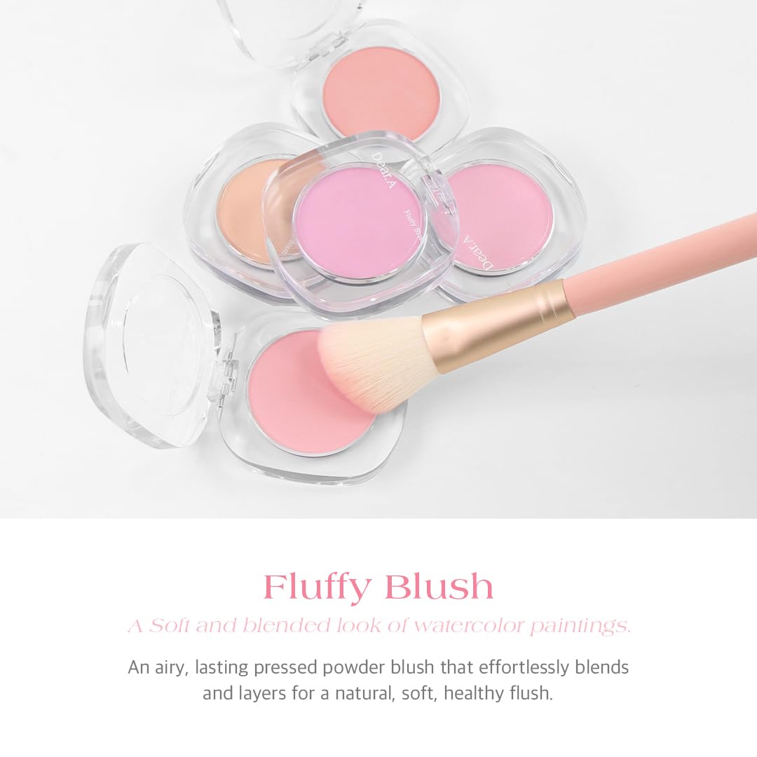 Dr.Althea Dear.A Fluffy Blush -An airy, long-lasting pressed powder blush, Effortlessly blends and layers, creates a natural, soft, healthy flush, Vegan formula (02 First Crush)