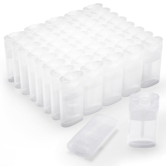 Wesiti 100 Pcs Plastic Empty Deodorant Containers 1/2 oz Travel Deodorant 15ml Refillable Containers Tubes Oval Lip Balm Tubes for Lip Balm DIY (Clear)