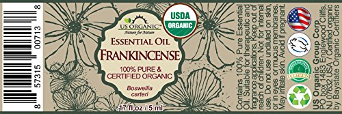 US Organic 100% Pure Frankincense (Boswellia Carteri) Essential Oil - Sourced from The Horn of Africa, USDA Certified Organic, Use Topically or in Diffuser, Perfect for Yoga or Meditation (5 ml)