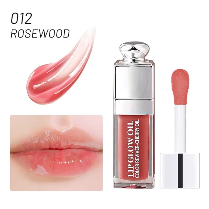 Moisturizing Lip Oil,No-Sticky Lip Gloss Lip Balm Lip Care,Fruit Flavoured Lip Oil For Dry Lip's Moisturizing Hydrating And Nourishing (012#ROSEWOOD) 0.2 OZ