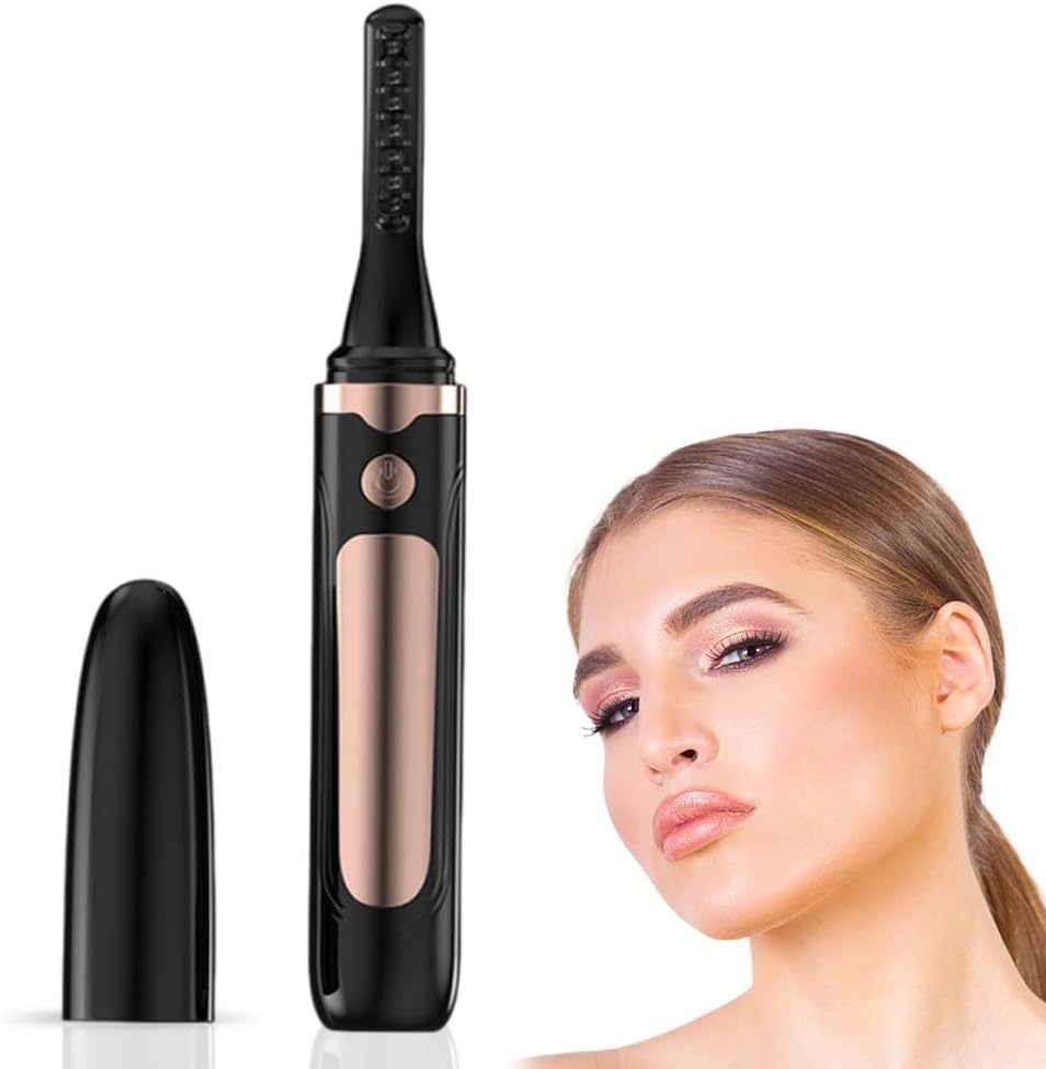 Heated Eyelash Curler, 2025 New Electric Eyelash Curler, Portable USB Type-C Makeup Tools for Travel,Women (Black*1)