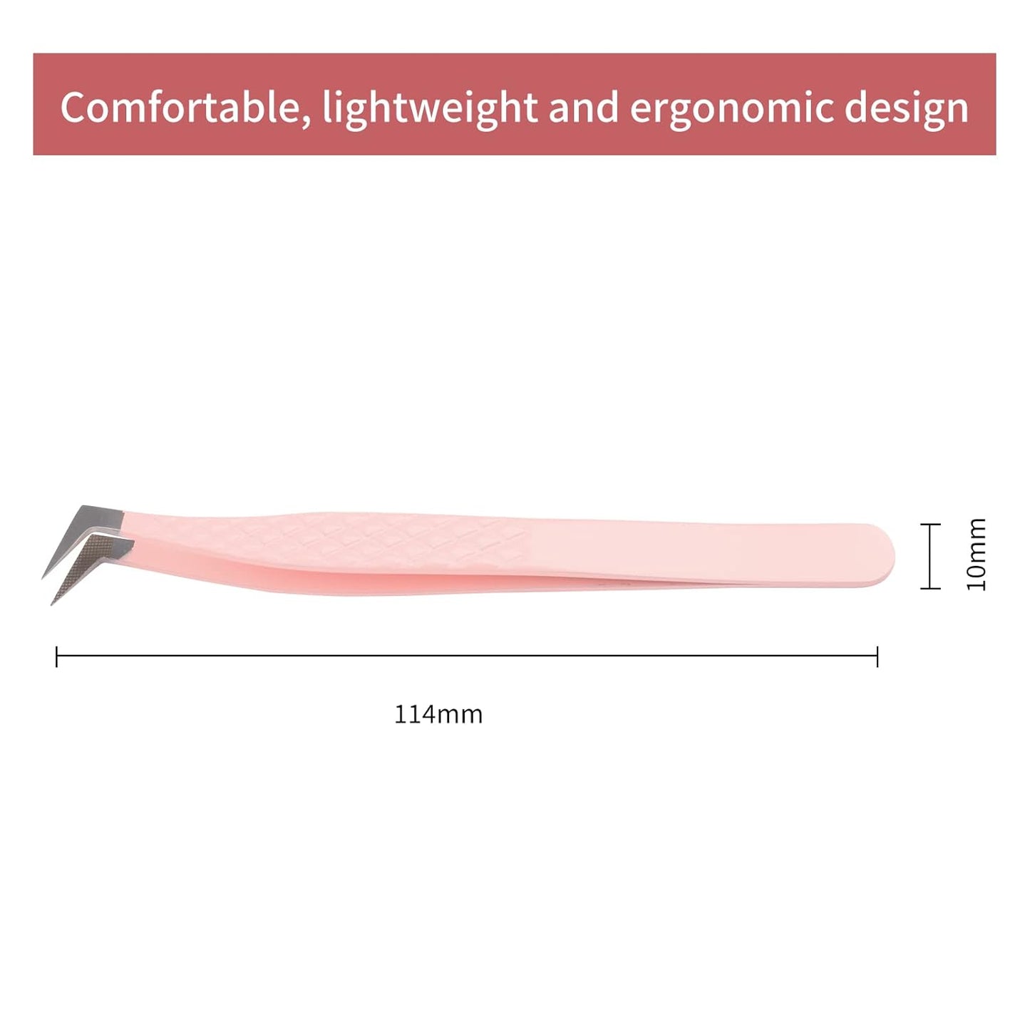 Lash Extension Tweezers Fiber Tips Volume Lash Tweezers Curved Precision Pink Eyelash Tweezers 90 Degree Angle Boot Great for Larger Fans Eyelash Extension Tweezers Professional