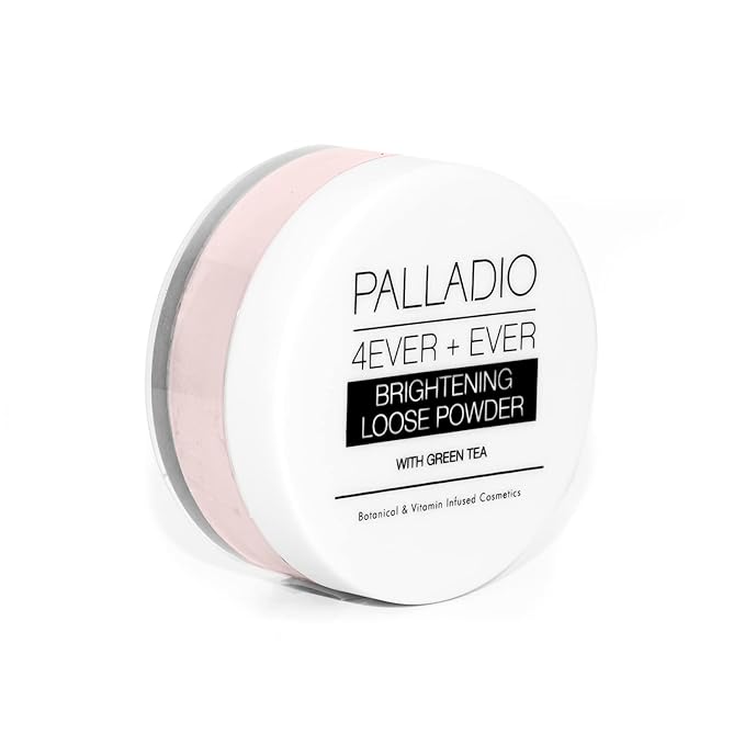 Palladio 4 Ever+Ever Mattifying Loose Setting Powder, Brighten Dark Circles, Lightens, and Creates a Look Of Luminosity, Soft, Radiant Finish All Day Wear, (Brightening Powder)