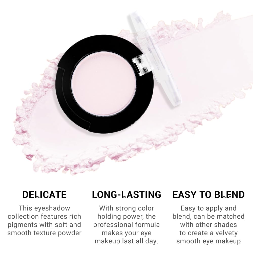 Monochrome Matte Eyeshadow Makeup Palette, Highly Pigmented Pearl White Eyeshadow Palette, Matte Pressed Powder Eye shadow Makeup, Single Vegan Eye Shadow, Daily Evening Women Girls Eyeshadow Gift 3#